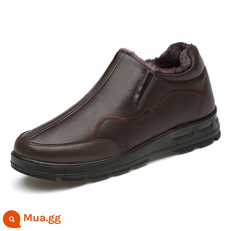 Giày vải mùa đông Bắc Kinh Giày bông nam ấm áp và Velvet Midder Midder Father Shoes - Màu cà phê nam 86-60