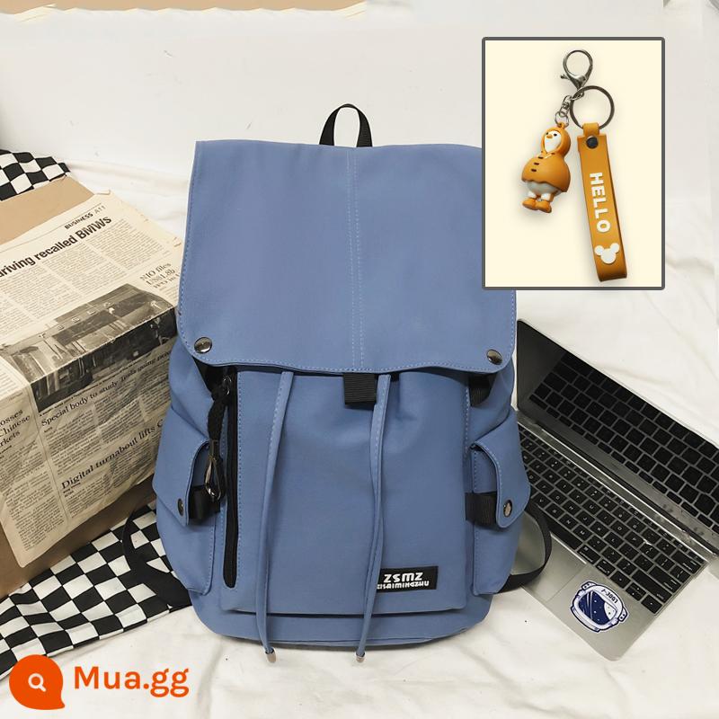 Ba Lô Nam Ba Lô Sinh Viên Đại Học Schoolbag Nam Thời Trang Thoáng Mát Trường Trung Học Vải Canvas Đơn Giản Dung Tích Lớn Túi Đựng Máy Tính - Số tiêu chuẩn màu xanh thuần khiết + dù vịt