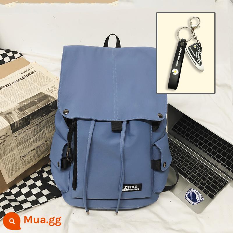 Ba Lô Nam Ba Lô Sinh Viên Đại Học Schoolbag Nam Thời Trang Thoáng Mát Trường Trung Học Vải Canvas Đơn Giản Dung Tích Lớn Túi Đựng Máy Tính - Kích thước tiêu chuẩn màu xanh thuần khiết + giày thể thao