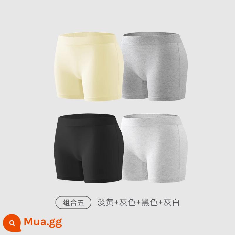 Jindu quần sịp boxer nữ cotton nguyên chất eo cao kiểm soát đáy quần an toàn chống trượt quần lót boxer nữ - Nakakoshi Hirakakugumi E