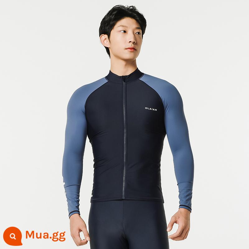 Áo tắm Decathlon bộ đồ lướt sóng bộ đồ lặn dài tay chống nắng cho nữ áo tắm lặn cho nam bộ quần dài dài tay OVOU - Áo khoác nam chắp vá màu xanh đậm