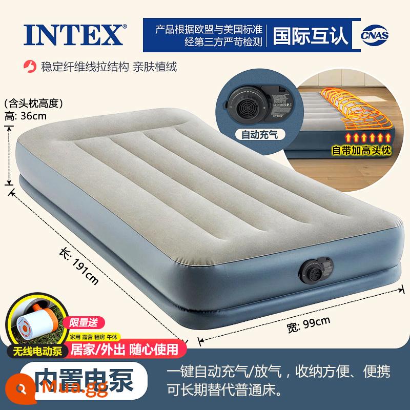 Đệm hơi INTEX sàn nhà cắm trại giường gấp bơm hơi đôi ngoài trời lều giường hơi tự động - Ưu đãi đặc biệt ✌ Kiểu kaki - rộng 99 x dài 191 x cao 36 cm - tặng kèm máy bơm điện riêng + máy bơm không dây ngoài trời miễn phí