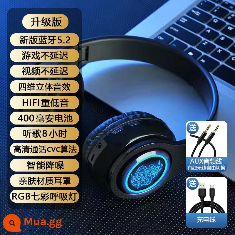 Tai nghe Bluetooth, tai nghe không dây đeo đầu, notebook, dạ quang, thoáng mát, đẹp mắt, chống ồn, chạy bộ thể thao cho nam và nữ - [Phiên bản nâng cấp Longtuhei] Bluetooth 5.2* không chậm trễ