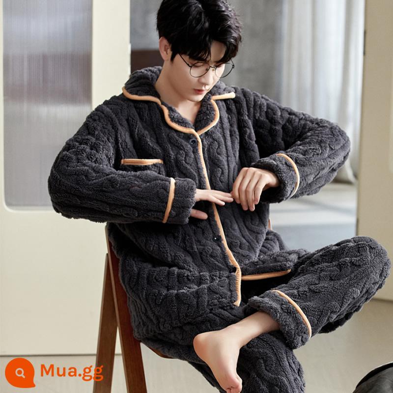 Mẫu mùa thu và mùa thu nam mới của Pyjama dày lên và Velvet Long -sleeved Coral Velvet Velvet Hoàng - sd-CRMK233