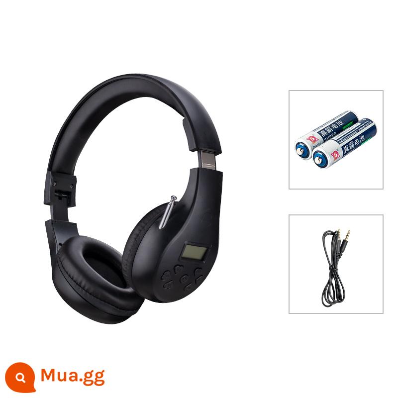 Cao đẳng Tiếng Anh bốn cấp tai nghe bốn cấp FM FM không dây cấp AB bốn cấp tám cấp bốn cấp 6 cấp sinh viên - Mẫu pin 600 ăng ten kép màu đen + cáp âm thanh