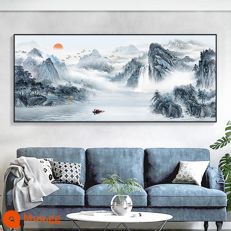 Jiahe Wanshixing Phòng khách Tranh treo Hội trường trung tâm Nền ghế sofa Tranh treo tường Thư pháp và Hội họa Phong cách Trung Quốc mới Khí quyển Tranh trang trí cảnh quan - CT-193 [Đất và sông hội tụ của cải]