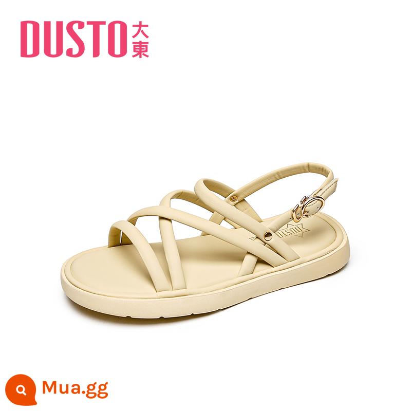 Dadong sandal quai mảnh 2023 mùa hè mới thời trang đơn giản phong cách cổ tích gót thấp đế bằng quai mảnh giày nữ 0205 - màu vàng