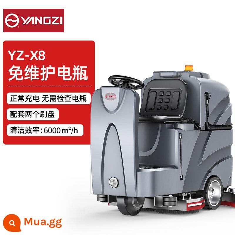 Máy giặt sàn công nghiệp ngồi lái Yangzi X7, nhà máy, xưởng thương mại, nhà kho, gara bất động sản, xe rửa sàn siêu lớn - Mẫu xe YZ-X8 không cần bảo trì