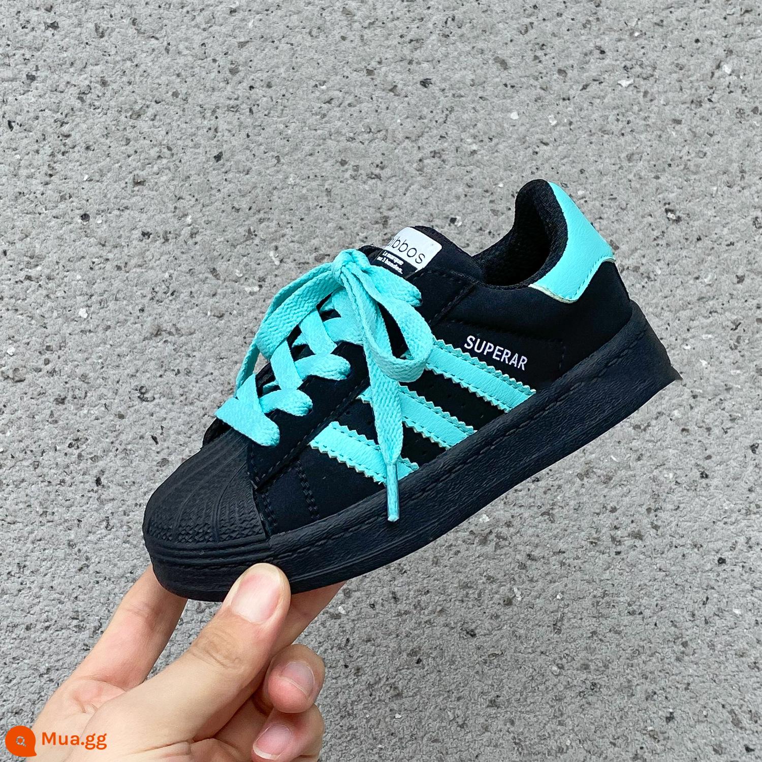 Giày Bé Gái Vỏ Giày 2023 Mới Da Trẻ Em Giày Trắng Hợp Thời Trang Thương Hiệu Giày Sneaker Bé Trai Giày Lưới Thoáng Khí - Đen và xanh (tại chỗ) bảo hành một năm