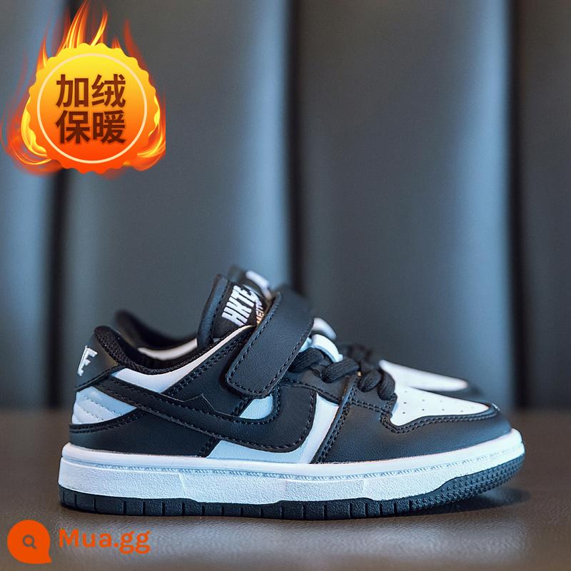 AJ Giày Sneaker Bé Trai Mùa Thu Đông 2022 Mới Giày Trẻ Em Bé Gái Ống Cao Board Giày Bé Plus Nhung 2 Bông - Panda [Low Top] Velvet (Da thật) Bảo hành một năm