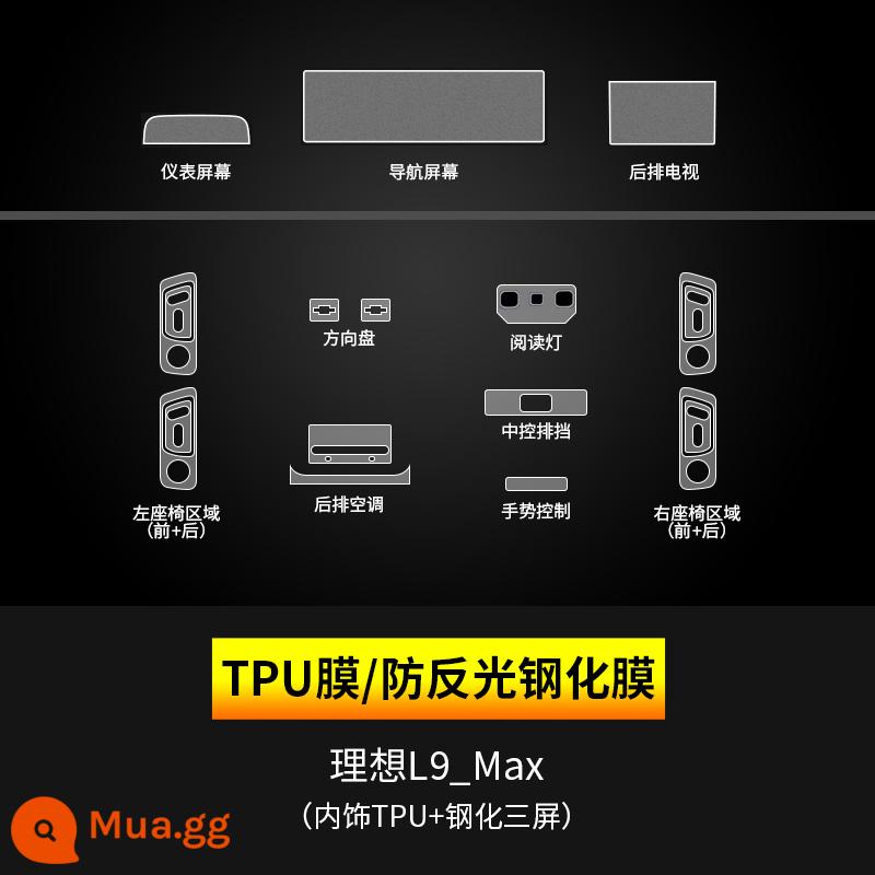 Màn hình điều khiển trung tâm lý tưởng L9 phim cường lực L8 dụng cụ điều hướng dải phim chống va chạm nội thất L7 màn hình trang trí sửa đổi xe hơi - L9 lý tưởng [TPU nội thất đầy đủ + cường lực chống phản chiếu ba màn hình]