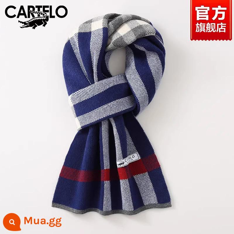 Khăn quàng nam cashmere cá sấu mùa đông cặp đôi phù hợp tặng quà sinh nhật bạn trai cao cấp hộp quà khăn ấm áp - W2126-Xanh