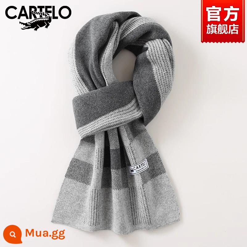 Khăn quàng nam cashmere cá sấu mùa đông cặp đôi phù hợp tặng quà sinh nhật bạn trai cao cấp hộp quà khăn ấm áp - W2177-xám nhạt