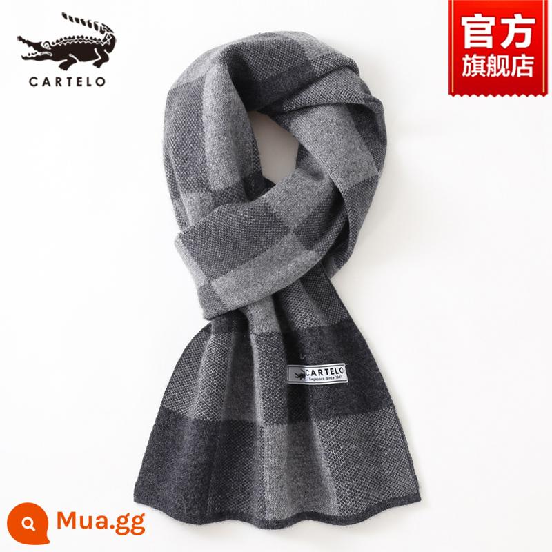 Khăn choàng nam cá sấu mùa đông cashmere cao cấp quà tặng sinh nhật cho chồng và bạn trai dày khăn len ấm áp dành cho nam - W013-xám nhạt