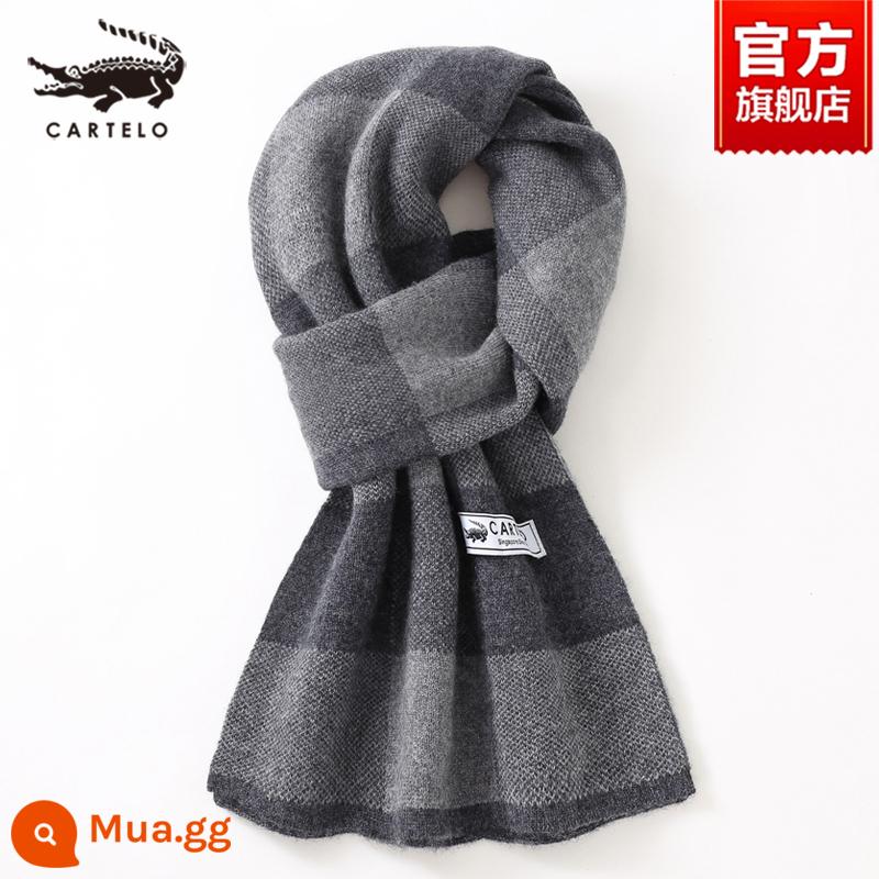 Khăn choàng nam cá sấu mùa đông cashmere cao cấp quà tặng sinh nhật cho chồng và bạn trai dày khăn len ấm áp dành cho nam - W015-màu xám