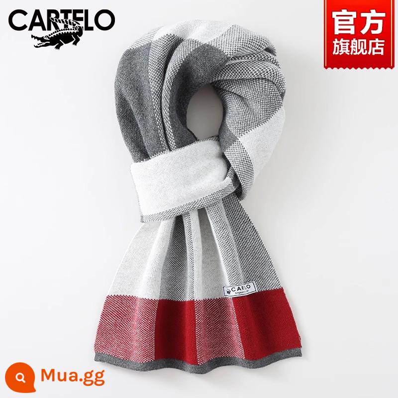 Khăn quàng nam cashmere cá sấu mùa đông cặp đôi phù hợp tặng quà sinh nhật bạn trai cao cấp hộp quà khăn ấm áp - W2149-màu xám