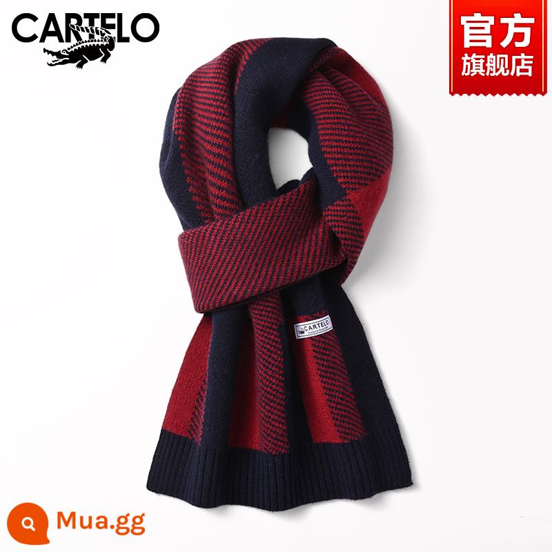 Khăn choàng nam cá sấu mùa đông cashmere cao cấp quà tặng sinh nhật cho chồng và bạn trai dày khăn len ấm áp dành cho nam - ZL01 rượu vang đỏ