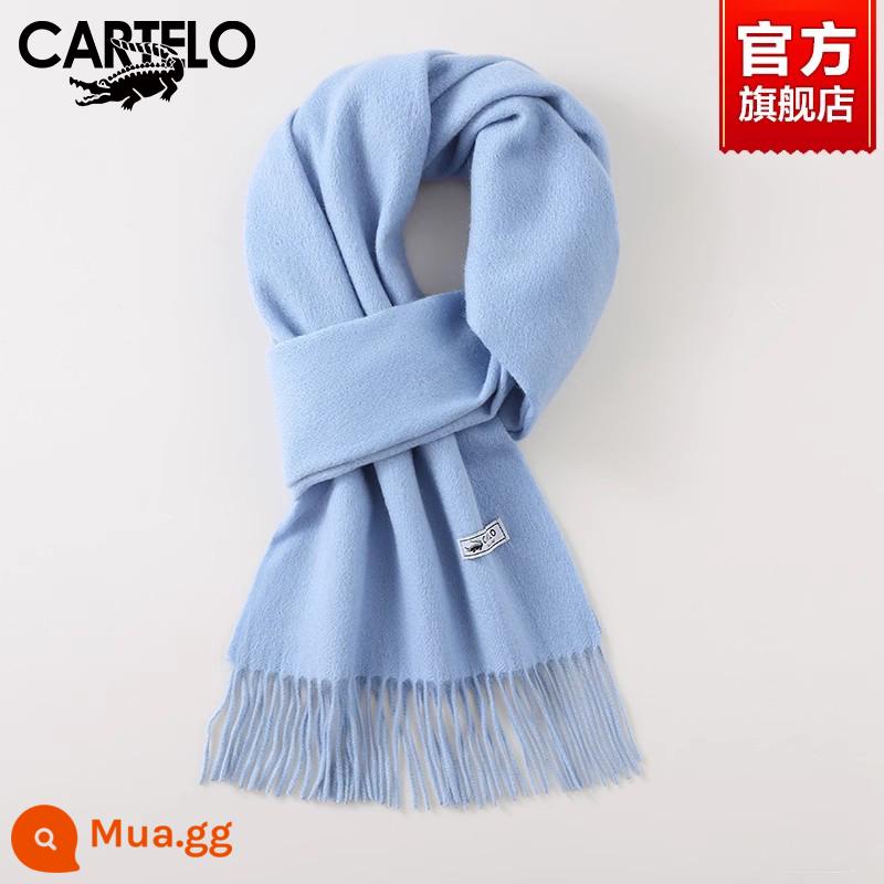 Khăn cá sấu nữ mùa đông 2022 mới 100% cashmere nguyên chất cao cấp ấm áp dễ thương cho bạn gái - W103-Xanh