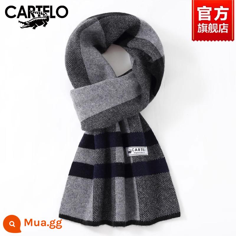 Khăn Cá Sấu Nam Mùa Đông Cao Cấp Quà Tặng Sinh Nhật Cashmere Thời Trang Đa Năng Phong Cách Hàn Quốc Len Dệt Kim Ấm Áp Khăn Quàng Cổ - W016-xám xanh