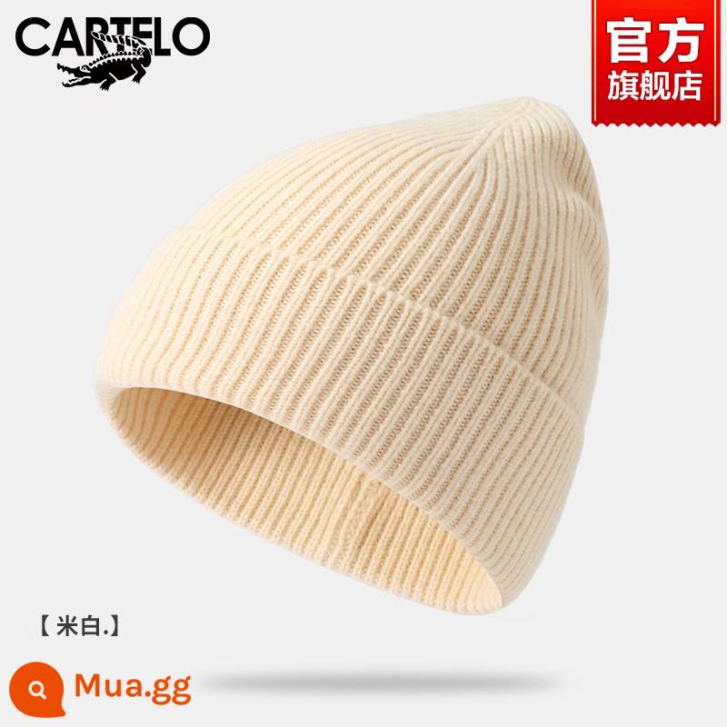 Len len cá sấu Beanie nam và nữ mùa thu đông chống gió ấm dày mũ lạnh Mũ đa năng thời trang Mũ dệt kim màu trơn - Be