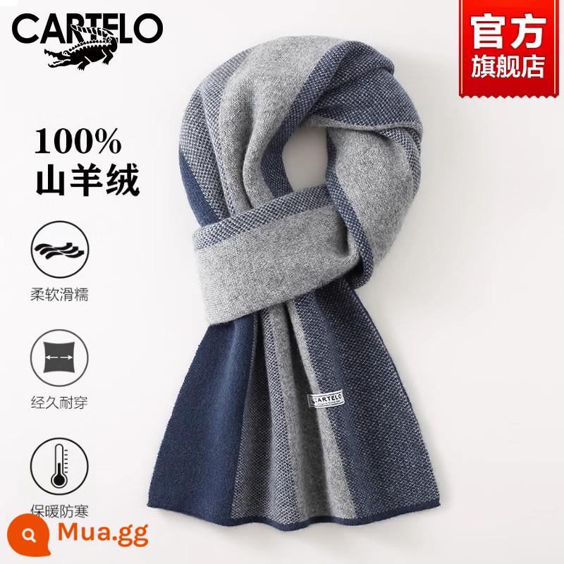 Khăn quàng cá sấu nam mùa đông 2022 mới lớn cashmere cao cấp tặng bạn trai khăn len cao cấp ấm áp nữ - WA688-xanh xám