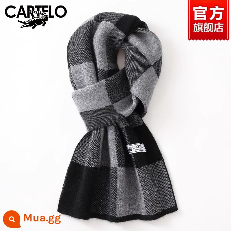 Khăn Cá Sấu Nam Mùa Đông Cao Cấp Quà Tặng Sinh Nhật Cashmere Thời Trang Đa Năng Phong Cách Hàn Quốc Len Dệt Kim Ấm Áp Khăn Quàng Cổ - W013-xám đen