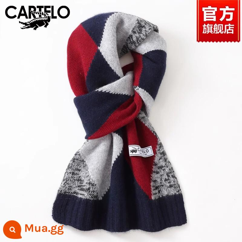 Khăn Cá Sấu Nam Mùa Đông Cao Cấp Quà Tặng Sinh Nhật Cashmere Thời Trang Đa Năng Phong Cách Hàn Quốc Len Dệt Kim Ấm Áp Khăn Quàng Cổ - W012-lưới xanh đỏ