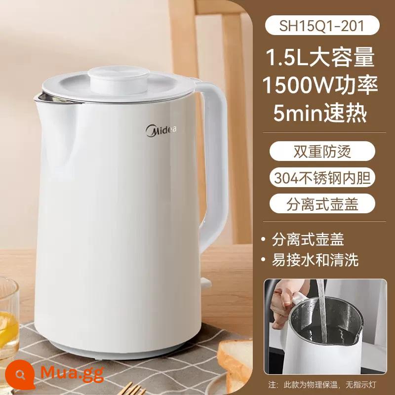 Ấm đun nước điện Midea hộ gia đình ấm đun nước ký túc xá cách nhiệt 1 tự động tắt nguồn thép không gỉ nấu nhanh ấm đun nước sôi - Màu trắng ngọc trai (giá hàng ngày)