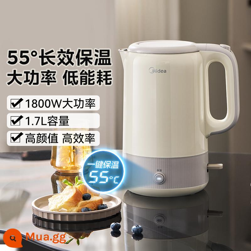 Ấm đun nước điện Midea hộ gia đình ấm đun nước ký túc xá cách nhiệt 1 tự động tắt nguồn thép không gỉ nấu nhanh ấm đun nước sôi - Model cách nhiệt màu trắng (sản phẩm mới giá có thời gian giới hạn)