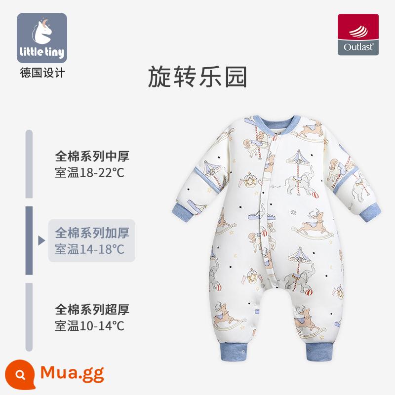 Túi ngủ cho bé littletiny cho bé mùa thu đông trẻ em nhiệt độ không đổi cotton nguyên chất mùa xuân bộ đồ ngủ xẻ chân lớn cho trẻ em chăn bông chống đá - Thiên đường xoay - Độ dày 100% cotton có thể điều chỉnh nhiệt độ [thích hợp với nhiệt độ phòng 14-18oC]