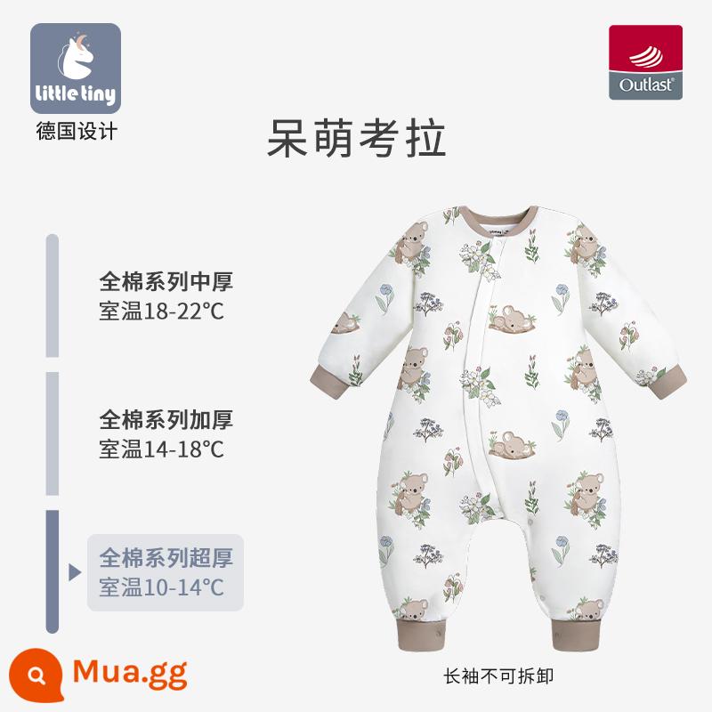 Túi ngủ cho bé littletiny cho bé mùa thu đông trẻ em nhiệt độ không đổi cotton nguyên chất mùa xuân bộ đồ ngủ xẻ chân lớn cho trẻ em chăn bông chống đá - Gấu túi dễ thương - 100% cotton điều chỉnh nhiệt độ, siêu dày [thích hợp với nhiệt độ phòng 10-14oC]