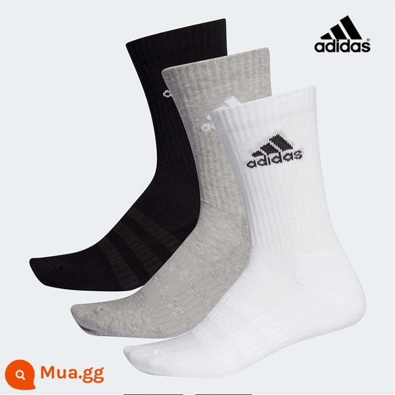 adidasTất ống giữa adidas dành cho nam và nữ tập thể dục mùa đông chạy bộ thể thao thấm hút mồ hôi vớ bóng rổ cầu lông giữ ấm - Dòng DZ [hình ảnh chính ống dài đen trắng xám 3 đôi]