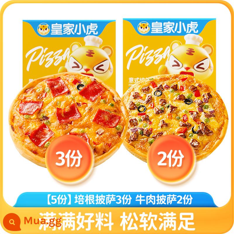 Pizza sầu riêng Royal Tiger làm nóng bán thành phẩm nguyên liệu ăn liền pizza bữa sáng cho trẻ em pizza nồi chiên không khí - [5 phần] Thịt xông khói 3 + Thịt bò 2