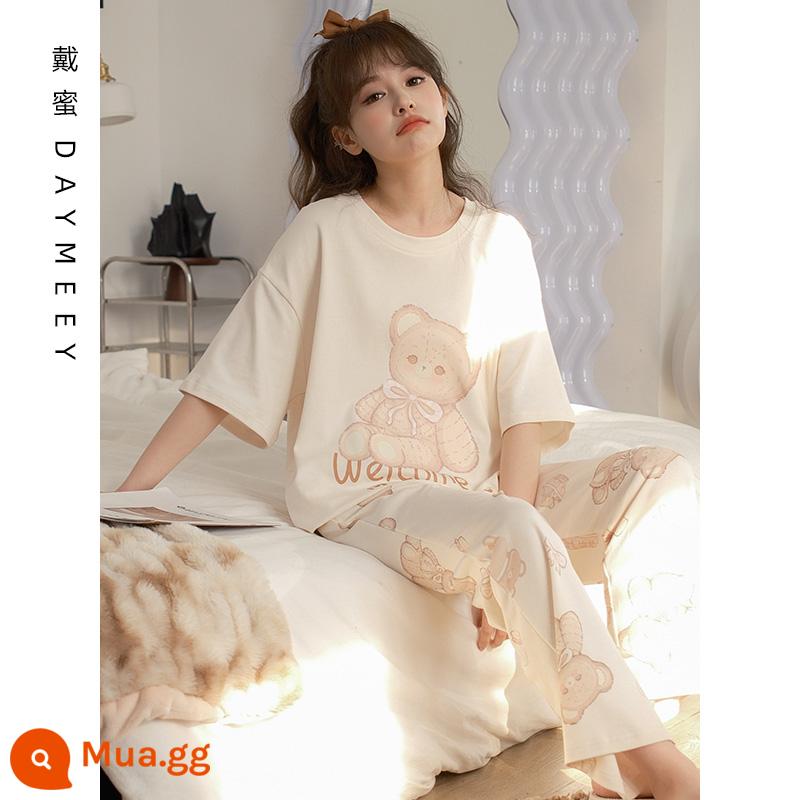 Bộ đồ ngủ mùa xuân và mùa thu của phụ nữ mùa hè cotton mỏng quần ngắn tay phù hợp với mùa hè phiên bản Hàn Quốc của ins nụ cười lỏng lẻo dịch vụ tại nhà - YYZ88113