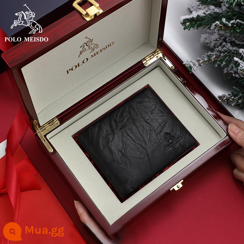 Người Anh Ralph Lauren Polo Official Ví nam chính hãng Ví da nam phiên bản dài Ví da nam Quà tặng ngày của các chàng trai - [SF Express] PL2248-1 [với hộp quà tặng bằng gỗ nguyên khối]