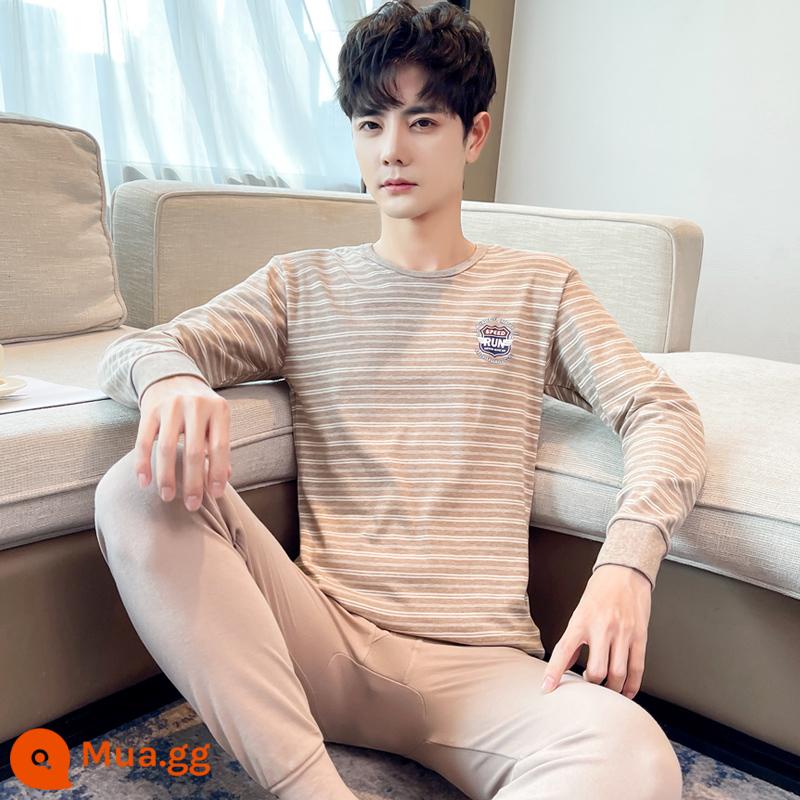 Bộ quần áo thu đông bằng cotton nguyên chất dành cho nam quần lót vệ sinh dành cho học sinh trung học cơ sở và trung học phổ thông cotton ấm áo len cotton mỏng phần - quán cà phê nhãn hiệu RUN