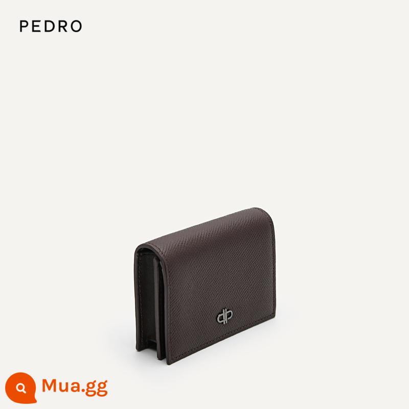 Da bò PEDRO Ví đựng tiền biểu tượng mùa đông 22 mới ví nam túi đựng thẻ mini đơn giản PM4-26500022 - Màu nâu sẫm PM4-26500022-1 (da đầu bò)