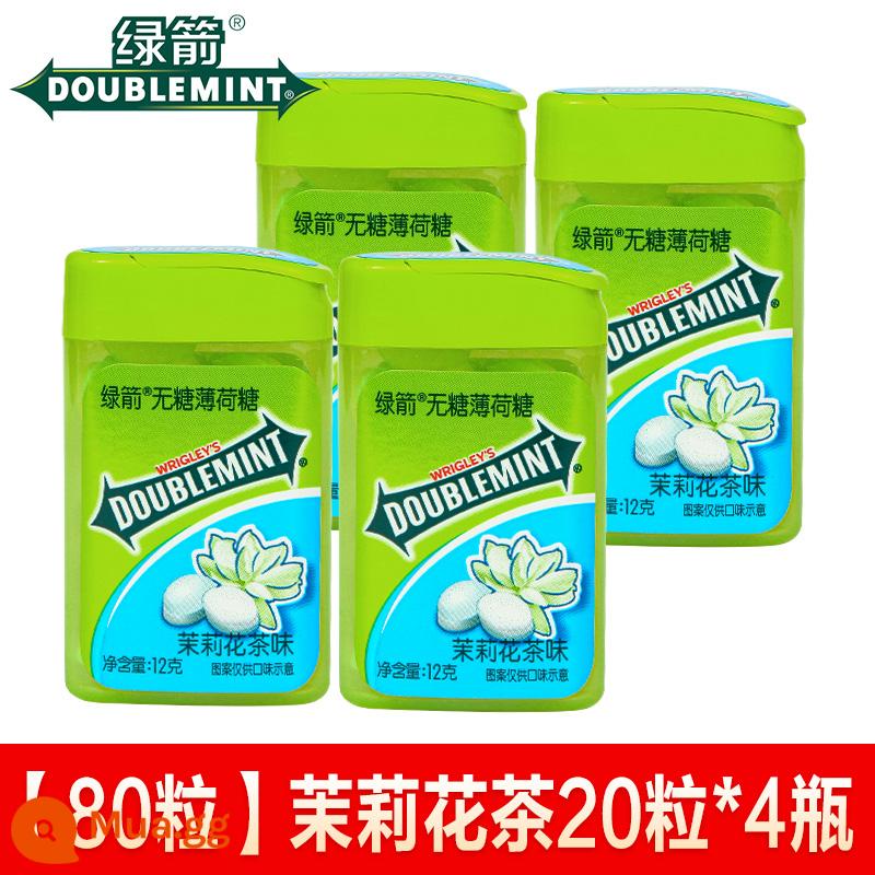 Kẹo bạc hà không đường Green Arrow 12 hộp 240 hạt hơi thở thơm mát kẹo cao su hôn kẹo ngậm làm thông miệng - [80 viên]Trà hoa nhài