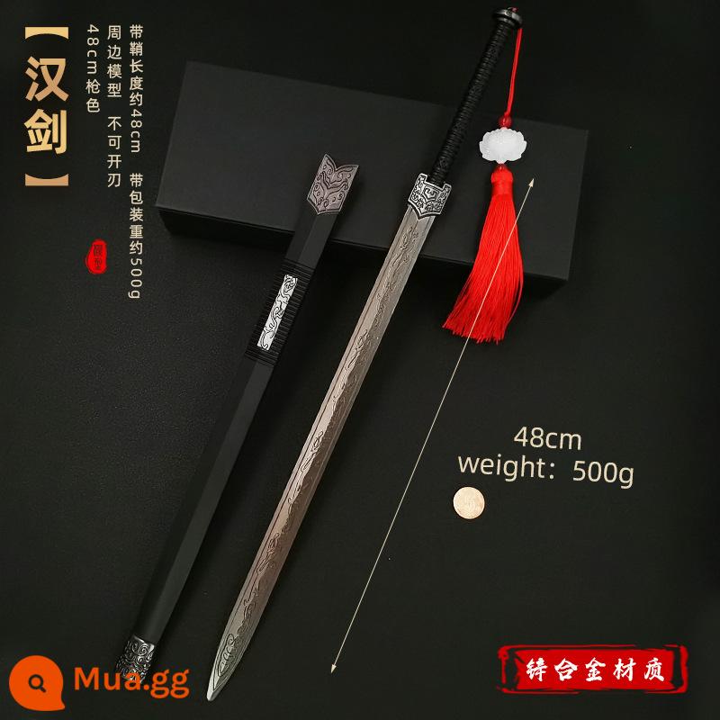 Douluo Dalu Đồ Chơi Kendo Bụi Trái Tim 7 Thanh Kiếm Giết Chết Quá Khổ Lớn Một Mét Kim Loại Hợp Kim Vũ Khí Mô Hình - Hợp kim kiếm Hán lớn 48CM (màu súng)