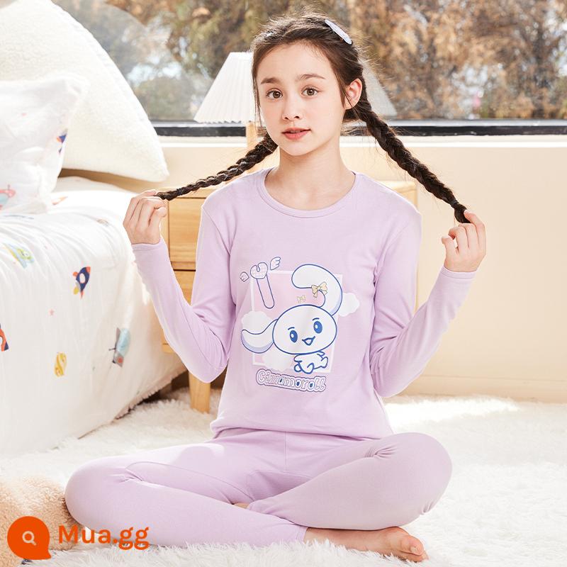 Quần áo mùa thu vệ sinh quần cotton nguyên chất của phụ nữ phù hợp với học sinh trung học cơ sở cotton bé gái sưởi ấm quần áo trung và lớn bé trai và bé gái áo len cotton mỏng - [Mẫu nâng cấp, chất lượng tốt hơn] Thỏ Trăng Tím