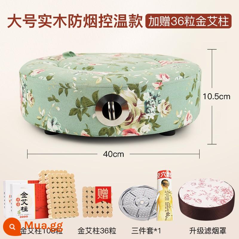 Dụng cụ đốt ngồi futon hộp gia đình dụng cụ khử trùng cung điện hộp moxib phỏng lạnh di động thiết bị đốt toàn thân hông khử trùng phân phụ khoa - Gỗ nguyên khối lớn [kiểm soát nhiệt độ chống khói + 108 hạt moxibustion vàng + 36 hạt moxa vàng] + xanh + quà tặng * 4