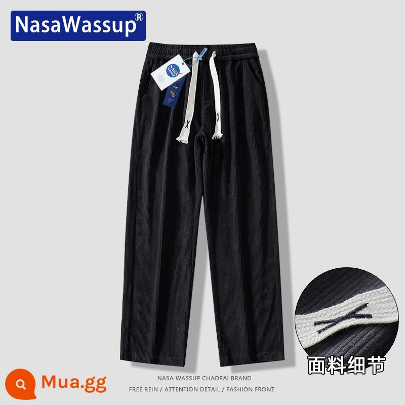 Nasa Wassup thẳng quần âu nam và nữ xếp nếp rời lau quần tây quần Plus nhung quần thể thao - 8802-Đen [Xuân Thu]