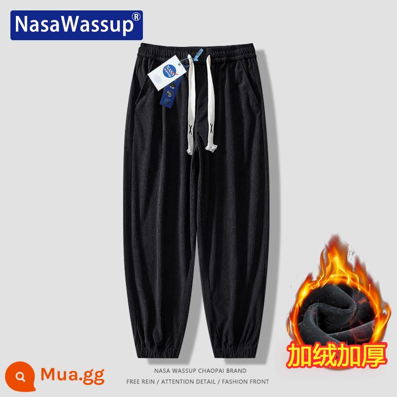 Nasa Wassup thẳng quần âu nam và nữ xếp nếp rời lau quần tây quần Plus nhung quần thể thao - 8801-nhung-đen