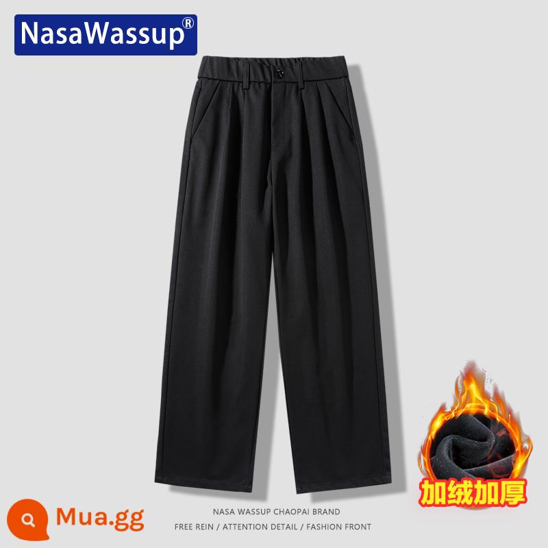 Nasa Wassup thẳng quần âu nam và nữ xếp nếp rời lau quần tây quần Plus nhung quần thể thao - 2658-đen-[nhung]