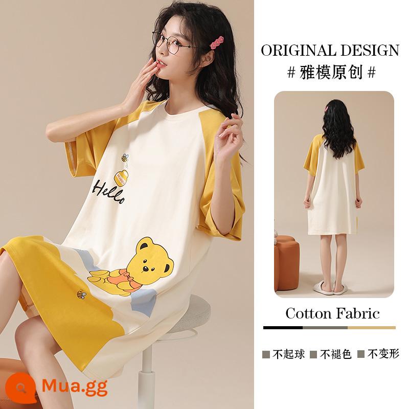 Bộ đồ ngủ nữ mùa hè xuân thu ngắn tay cotton nguyên chất 2023 váy ngủ cỡ lớn mới 100% cotton phục vụ tại nhà - Chân váy nữ Z20819