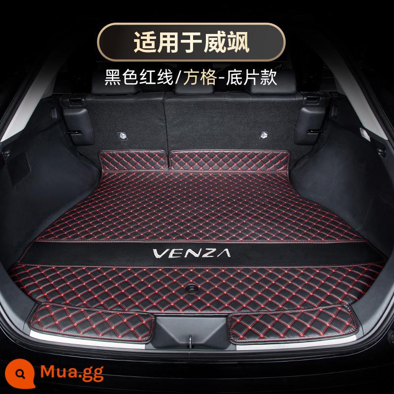 Dành riêng cho Toyota Venza Thảm cốp bao quanh đầy đủ Thảm cốp sau Thảm trang trí nội thất ô tô Phụ kiện sửa đổi đồ dùng ô tô - [Toyota Weisa] Phong cách ca rô [Thảm sàn cốp xe màu đen và đỏ]