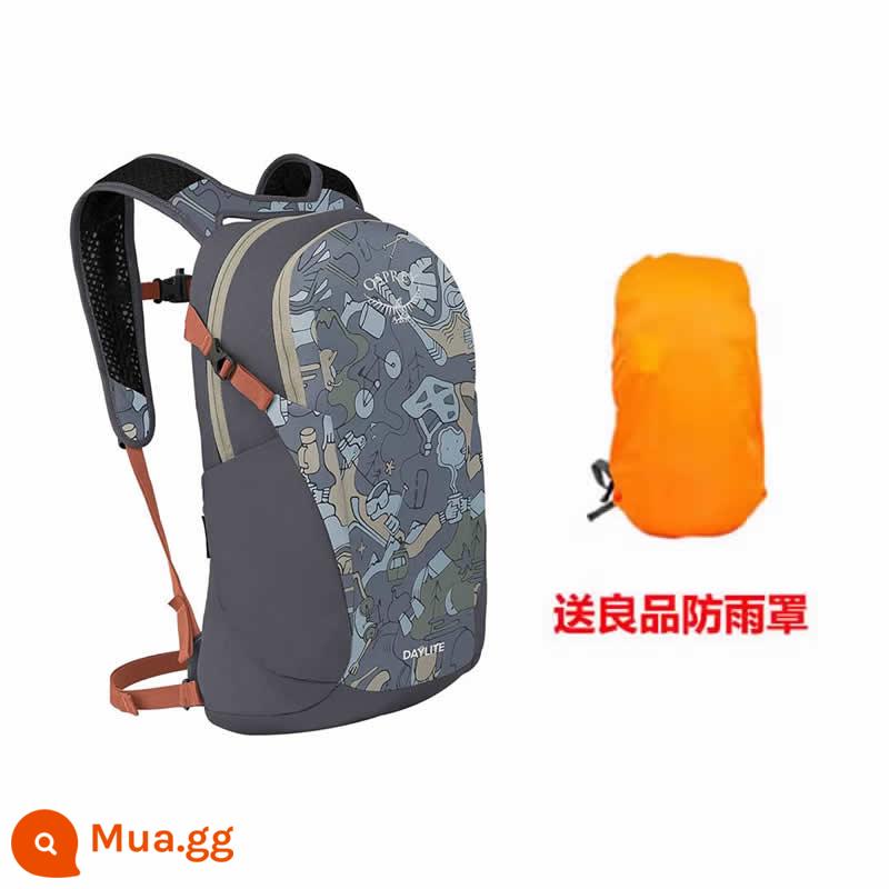 Spot Kitty Hawk OSPREY DAYLITE ánh sáng ban ngày 13L ba lô ngoài trời hàng ngày trong thành phố có thể được đăng ký - Bản in màu xanh và xám mới