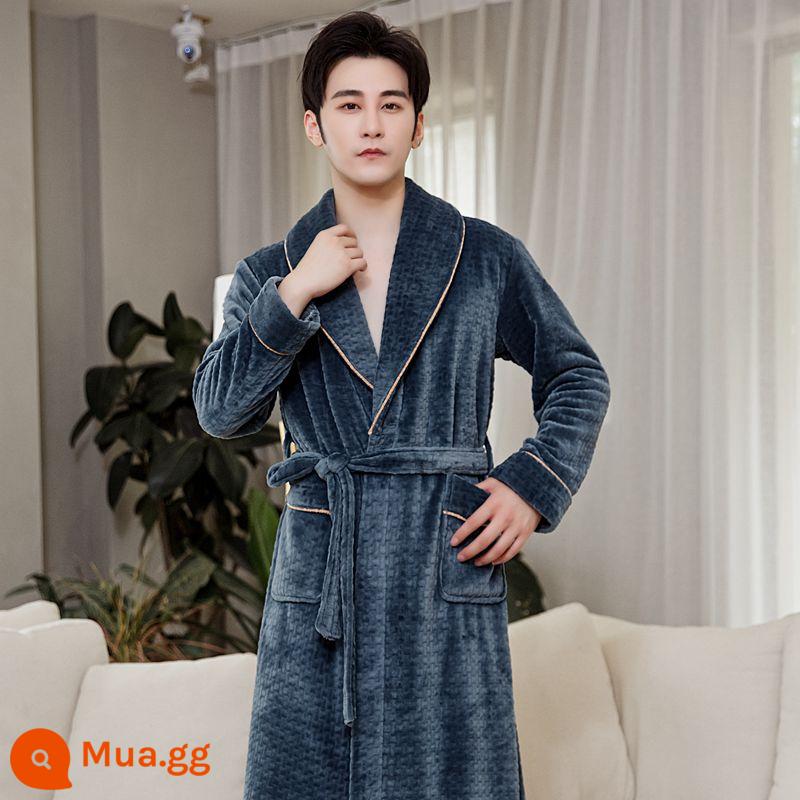 Áo choàng nam của Pyjamas vào mùa thu và mùa đông Phiên bản dài của san hô dày lên cộng với áo choàng tắm nhung mùa đông với quần - Áo choàng nam 216 Phnom Penh