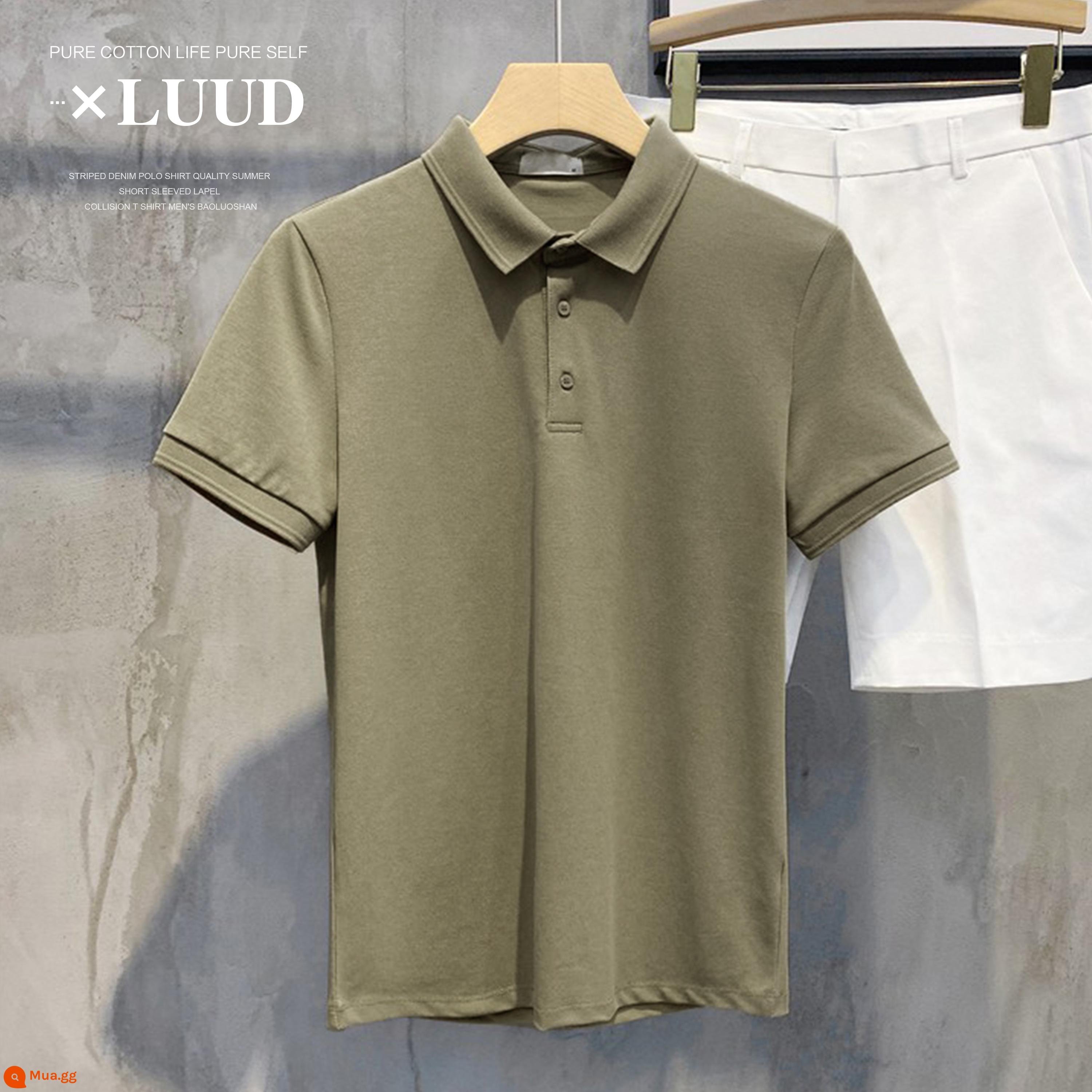 LUUD Modilan màu mới áo sơ mi POLO có ve áo piqué cotton ngắn tay nam giản dị cho tất cả các trận đấu slim Ralph Lauren polo top - xanh xám