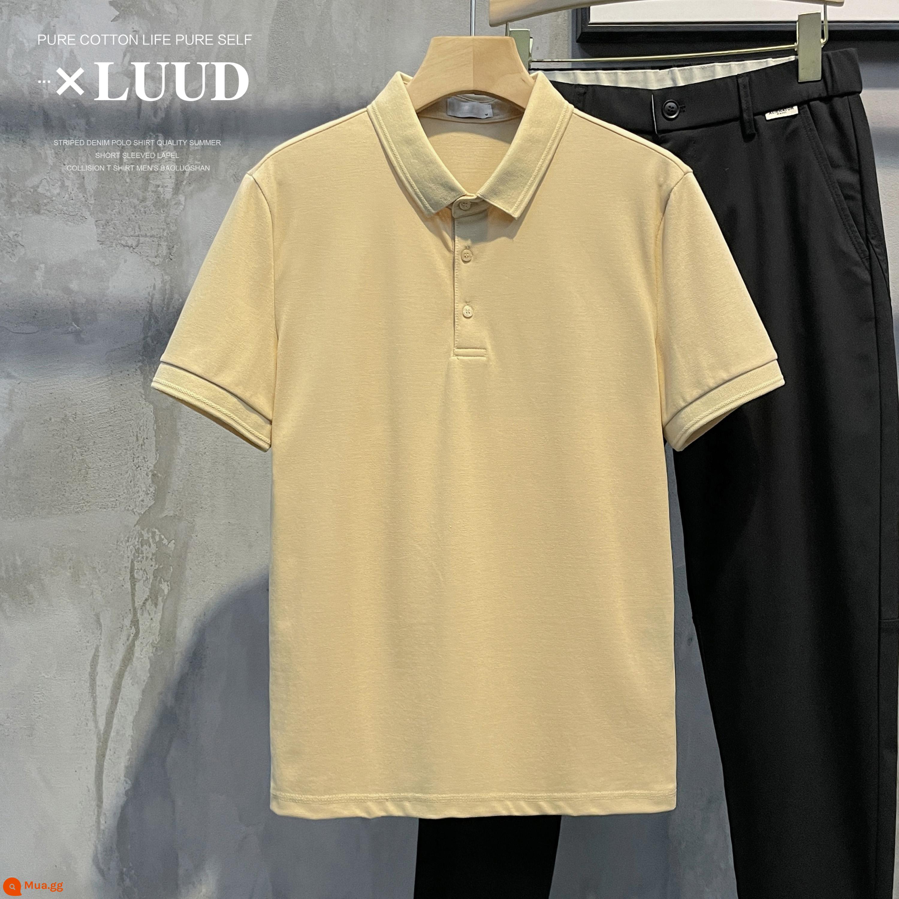 LUUD Modilan màu mới áo sơ mi POLO có ve áo piqué cotton ngắn tay nam giản dị cho tất cả các trận đấu slim Ralph Lauren polo top - Kén màu vàng nhạt